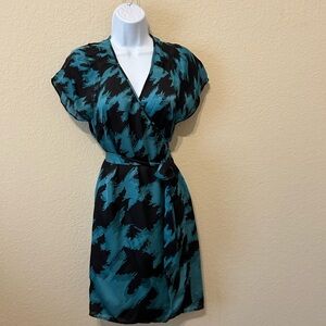 Banana Republic Silk Teal and Black Mini Dress